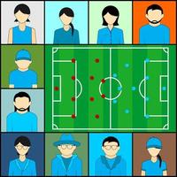time azul assistindo futebol na teleconferência de vídeo vetor