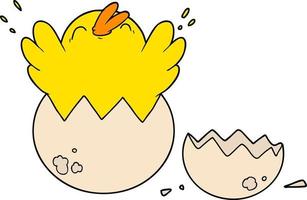 pintinho de desenho animado eclodindo de ovo vetor