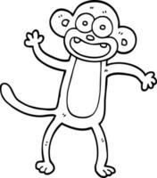 desenho de linha desenho animado macaco acenando vetor