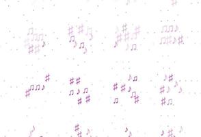 modelo de vetor rosa claro com símbolos musicais.