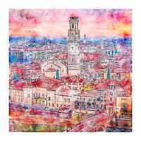 verona itália esboço em aquarela ilustração desenhada à mão vetor