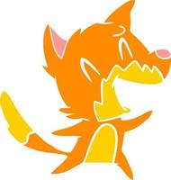 desenho animado de estilo de cor plana de raposa rindo vetor