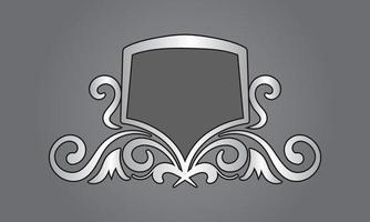 ornamento vintage, borda do logotipo, decoração prateada vetor