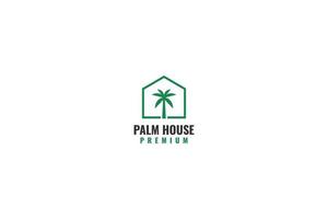 ideia de ilustração de modelo de design de logotipo de casa de palmeira vetor