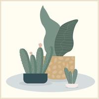 ilustração abstrata de planta artesanal. planta desenhada à mão para uso em design para impressões de interiores de casa, decoração de floricultura, papel de parede, impressão de bolsa ou camiseta etc. vetor