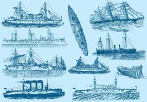 Barcos e navios vintage vetor
