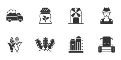 conjunto de ícones de fazenda e agricultura. elementos do vetor de símbolo de pacote de fazenda e agricultura para web infográfico