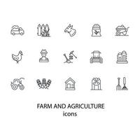 conjunto de ícones de fazenda e agricultura. elementos do vetor de símbolo de pacote de fazenda e agricultura para web infográfico