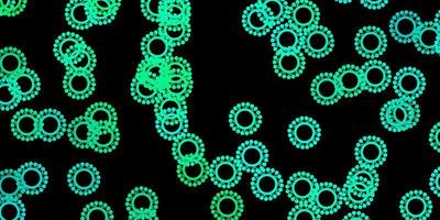 padrão de vetor verde escuro com elementos de coronavírus.