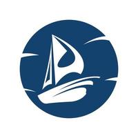 logotipo de barco à vela simples, cruzeiros diários, viagens marítimas, ícone do logotipo vetorial vetor