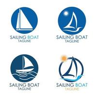 logotipo de barco à vela simples, cruzeiros diários, viagens marítimas, ícone do logotipo vetorial vetor