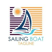 logotipo de barco à vela simples, cruzeiros diários, viagens marítimas, ícone do logotipo vetorial vetor