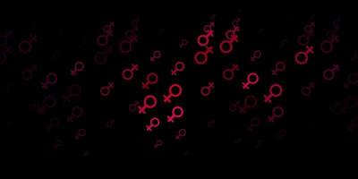 padrão de vetor rosa escuro com elementos do feminismo.