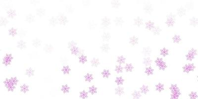 modelo de doodle de vetor rosa e roxo claro com flores.