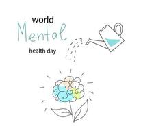 vetor do dia mundial da saúde mental cartaz doodle ilustração de estilo desenhado à mão