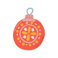 decoração da árvore de natal em forma de bola de brinquedo, ilustração vetorial plana vetor