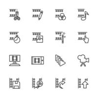 conjunto de ícones de linha relacionado à edição de vídeo vetor