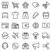 ícone de linha definido para o site de comércio eletrônico de roupas