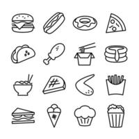 conjunto de ícones de linha de fast food vetor