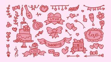 doodle de casamento clipart doodle ilustração de ícone de vetor de casamento