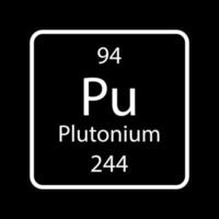 símbolo de plutônio. elemento químico da tabela periódica. ilustração vetorial. vetor