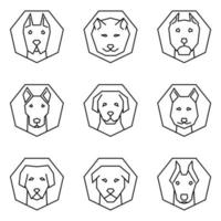 conjunto de ícones de rostos de cachorro vetor