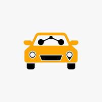simples e exclusivo mini carro de táxi pequeno frontal com dois passageiros imagem ícone gráfico logotipo design abstrato conceito estoque vetorial. pode ser usado como símbolo relacionado ao transporte ou móvel vetor