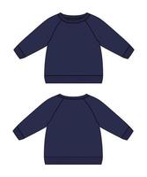 modelo de ilustração vetorial de esboço plano de moda técnica de moletom raglan manga longa para mulheres e senhoras vetor