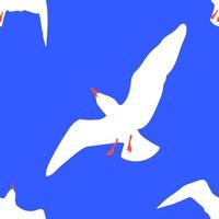 padrão vetorial sem costura com silhuetas de gaivotas voando no céu vetor