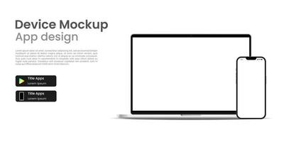 exibição de tela branca de maquete de laptop e smartphone para banner do site. ilustração vetorial. vetor