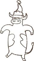 desenho de carvão festivo de vaca vetor