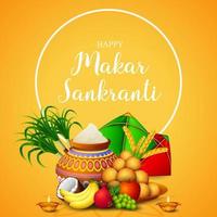 cartão feliz makar sankranti vetor