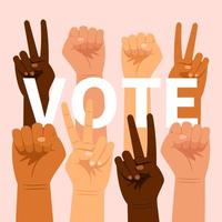 votar letras com gestos de mão