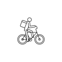 correio em bicicleta com ícone de saco de entrega para aplicativo de entrega online vetor