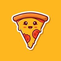 linda fatia de ilustração de ícone de vetor de desenhos animados de pizza. comida objeto ícone conceito isolado vetor premium. estilo de desenho animado plano