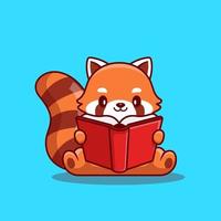 panda vermelho bonito lendo livro cartoon ilustração ícone do vetor. educação animal ícone conceito isolado vetor premium. estilo de desenho animado plano