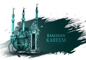 feliz ramadan kareem mão desenhada cartão fundo vetor