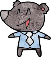 urso de desenho animado de camisa e gravata vetor