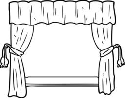 desenho de linha de cortinas abrindo para o palco vetor