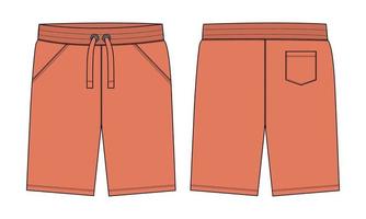 meninos suam shorts vector moda modelo de desenho plano. jovem desenho técnico moda arte ilustração.