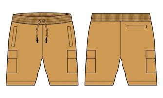 meninos suam shorts vector moda modelo de desenho plano. jovem desenho técnico moda arte ilustração.