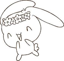 desenho de carvão de coelho feliz vetor