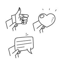 doodle desenhado à mão segure como comentário para ilustração de feedback do cliente vetor