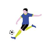 jogador de futebol menino chutar ilustração vetorial de bola vetor