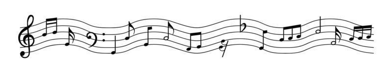 conjunto de ícones de notas musicais, símbolo de notas musicais, onda de notas musicais, notas musicais na ilustração vetorial vetor
