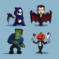 personagens de monstro de halloween vetor