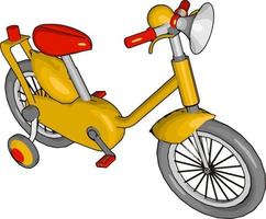 bicicleta pequena amarela, ilustração, vetor em fundo branco.