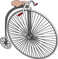 bicicleta de roda grande, ilustração, vetor em fundo branco.