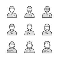 ícones de avatar de cirurgião médico vetor