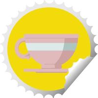 selo de adesivo redondo de ilustração vetorial gráfico de xícara de café vetor